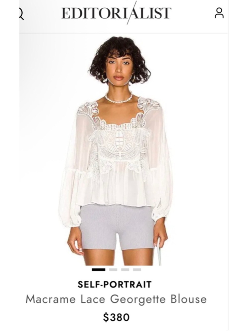 NWT SELF-PORTRAIT Ivory Macrame Lace Georgette Blouse Size 10